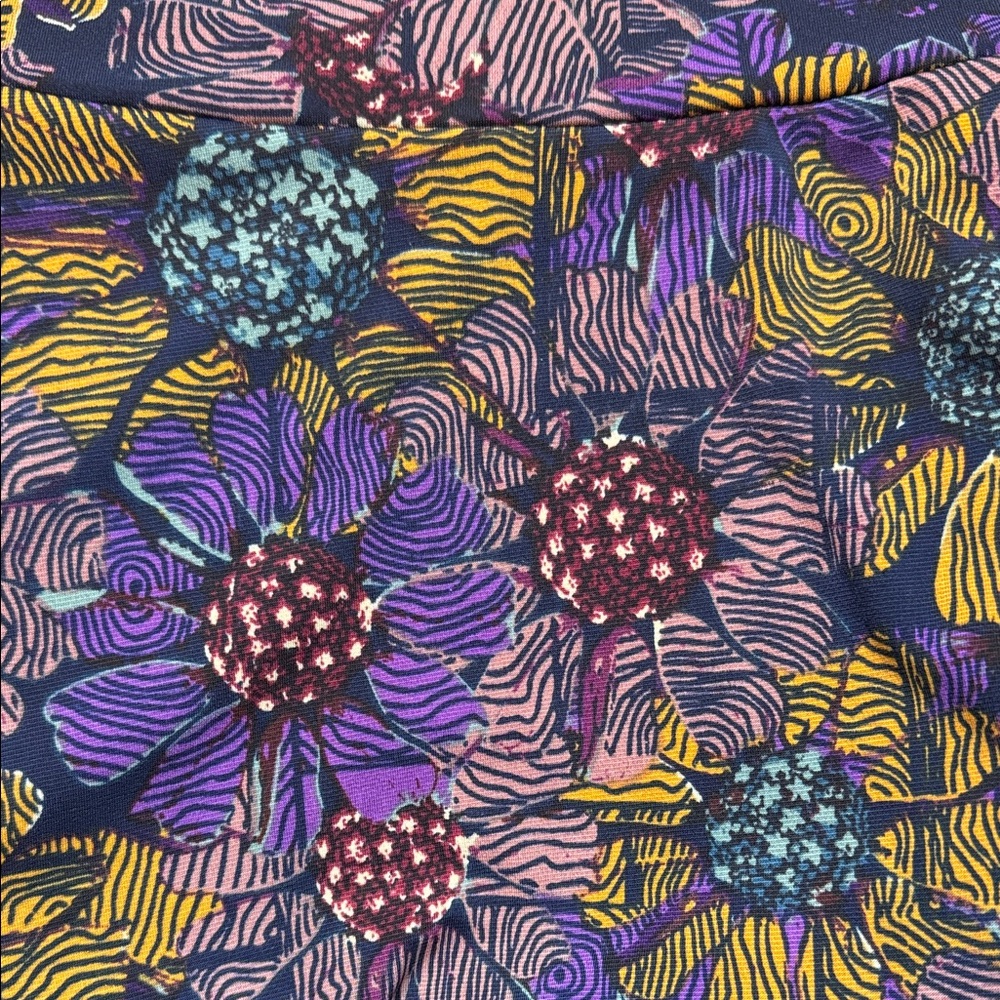 LuLaRoe Azure Skirt Small Purple Yellow Floral A Line Stretch - Picture 6 of 6